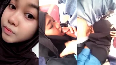 Sepongan Enak Pacar Hijab BBW di Mobil